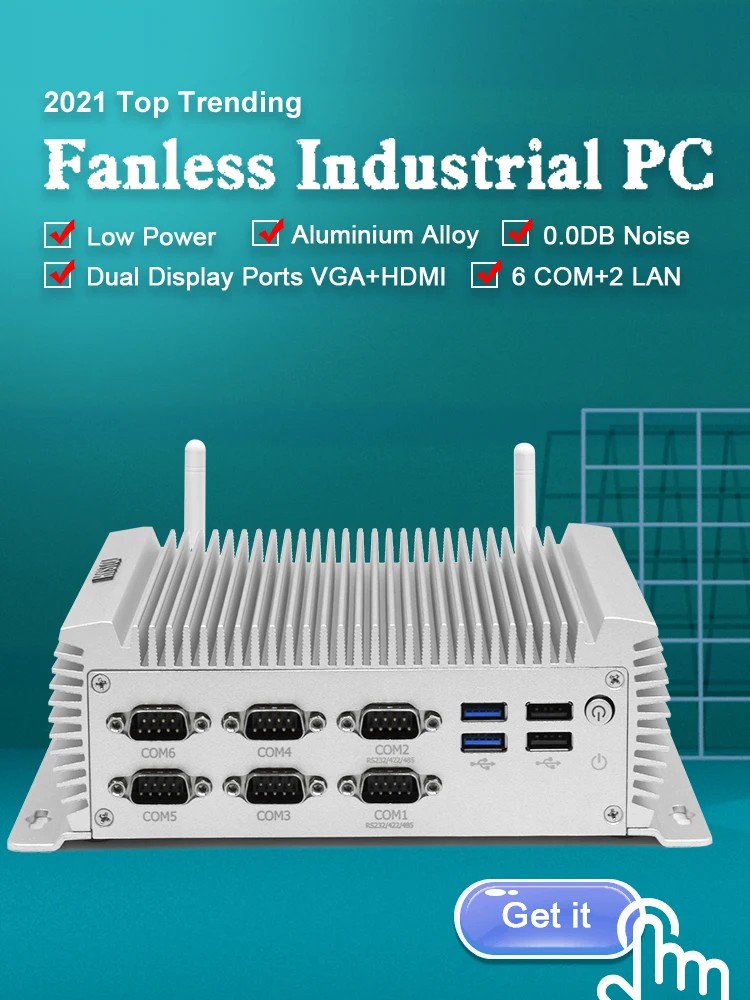Industrial PC fanless mini pc  - đánh giá và giá Fanless Industrial Pc Rs485 Core I7